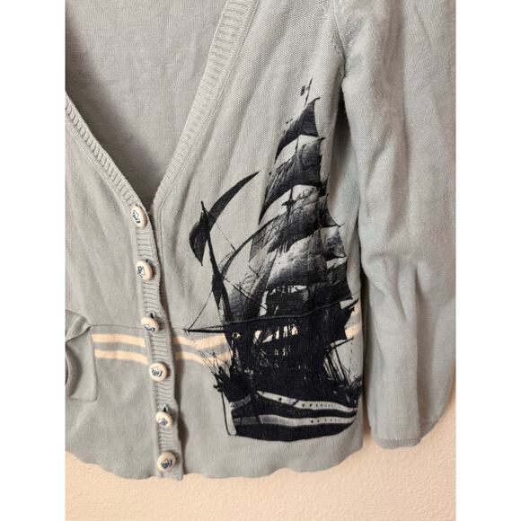 Anthropologie Moth Nautical Cardigan Top Size Small - Picture 5 of 8